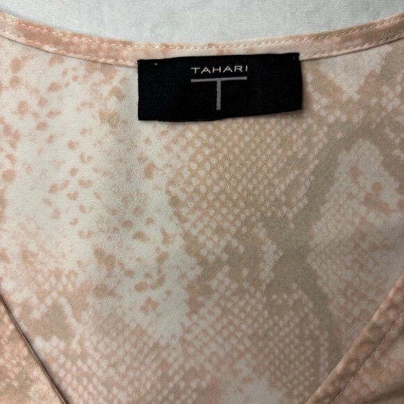 TAHARI Pullover VNeck Pink Snake Long Sleeve Blouse Balloon Workwear - Picture 3 of 4